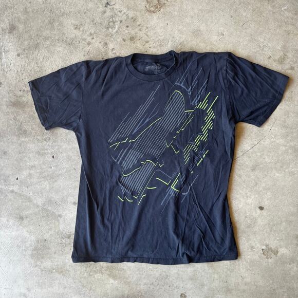 VINTAGE FOX RACING SHIRT Y2K 00S LOGO BLACK TEE FADED MENS LARGE SKATE SNOWBOARD - Picture 1 of 6